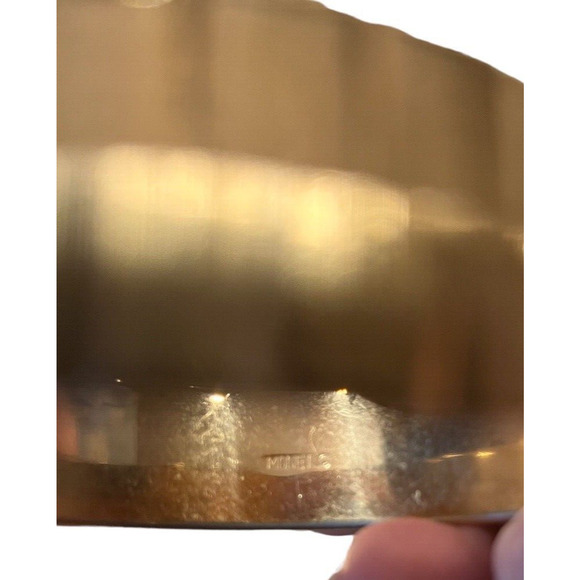 Vintage Monet Gold Tone Etched Thick Bangle Bracelet Large Texture 3/4" thick - Picture 4 of 4